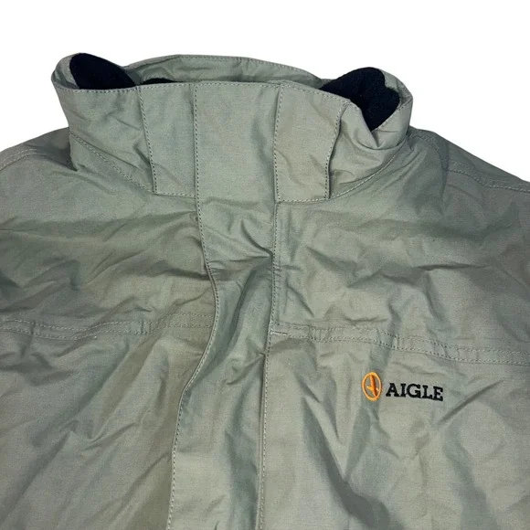 Aigle Mens Full Zip Field Jacket Sage Green Nylon Cotton Size M RN 58909